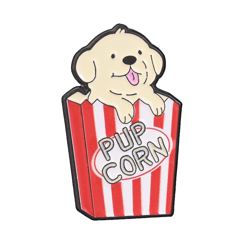 Zinc Food Snacks - Pupcorn Puppy Popcorn Pin Esmaltado de