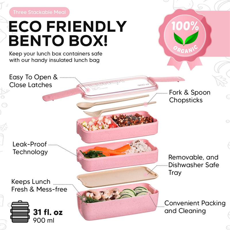 Caja Bento de paja de trigo co - Food Or Snacks reseña y precio